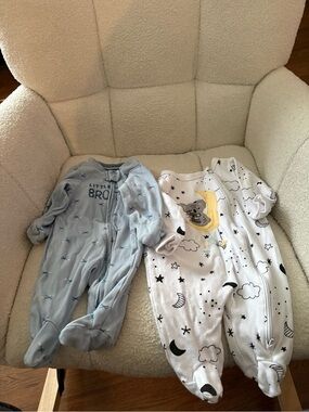 Unbranded Baby Blue & White Sleep and Play One-Piece (2-Pack)